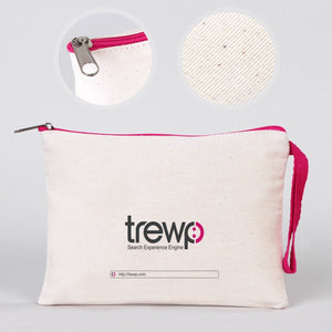 Fuchsia Zipper Custom Cotton Pouch – 8"x6" Personalized Clutch Bag - Pamusan.com