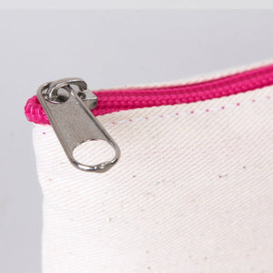 Fuchsia Zipper Custom Cotton Pouch – 8"x6" Personalized Clutch Bag - Pamusan.com