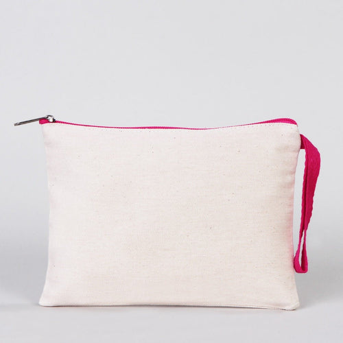 Fuchsia Zippered Cotton Pouch – 8"x6" Plain & Durable Clutch Bag - Pamusan.com