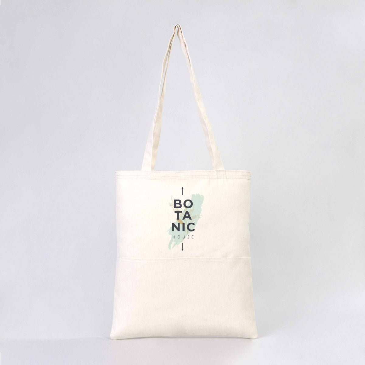 Gabardine Cotton Bag  14" W x 16" H (35 cm x 40 cm) - Pocket Details (Customize)