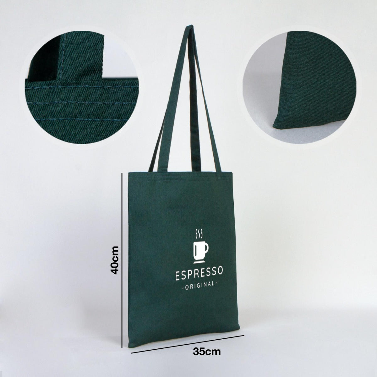 Gabardine Tote Bag Green 14" W x 16" H (35 cm x 40 cm) -  (Customize)