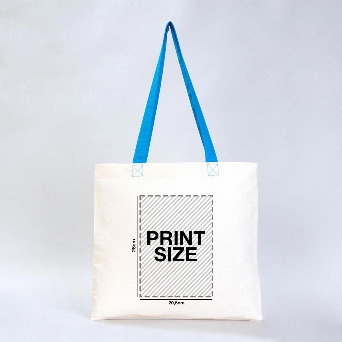 Gabardine Tote Bags With Turquoise Color Handles 16" W x 14" H (40 cm x 35 cm) (Customize)