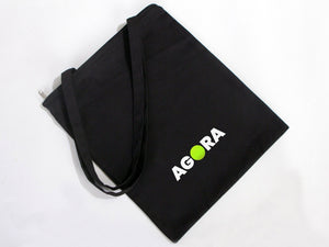 Gabardine Tote Bags With Zipper – Black 14"W x 16"H Custom Cotton Promotional Bags - Pamusan.com