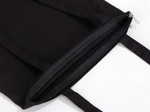 Gabardine Tote Bags With Zipper – Black 14"W x 16"H Custom Cotton Promotional Bags - Pamusan.com