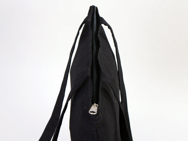Gabardine Tote Bags With Zipper – Black 14"W x 16"H Custom Cotton Promotional Bags - Pamusan.com