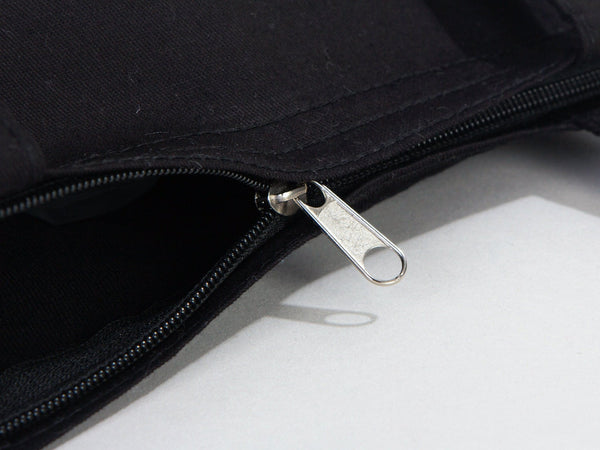 Gabardine Tote Bags With Zipper – Black 14"W x 16"H Custom Cotton Promotional Bags - Pamusan.com