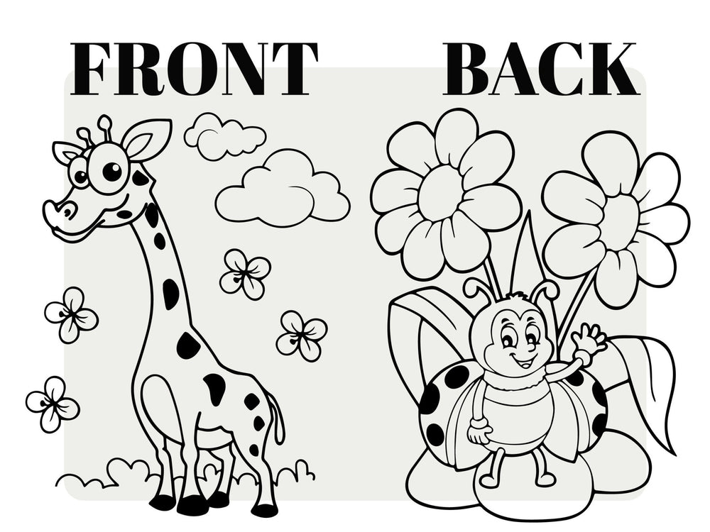 Giraffe and Bee Coloring Bag 14"W x 16"H (35x40 cm), NO PENCIL In This Package, Eco Friendly Coloring For Kids, Gift For Parent, Coloring Activities For Kids - Pamusan.com