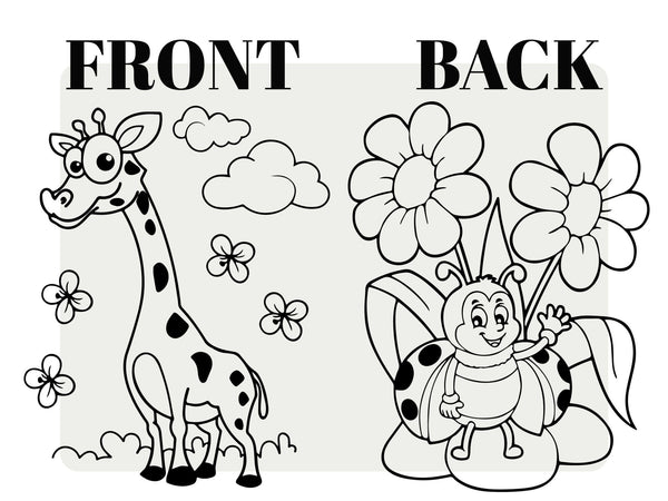Giraffe and Bee Coloring Bag 14"W x 16"H (35x40 cm) - Pamusan.com