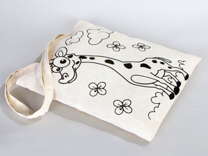 Giraffe and Bee Coloring Bag 14"W x 16"H (35x40 cm) - Pamusan.com