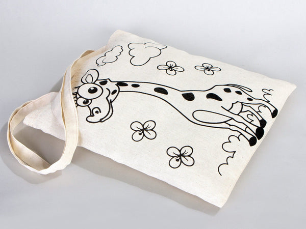 Giraffe and Bee Coloring Bag 14"W x 16"H (35x40 cm) - Pamusan.com