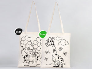 Giraffe and Bee Coloring Bag 14"W x 16"H (35x40 cm) - Pamusan.com