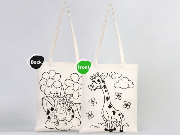 Giraffe and Bee Coloring Bag 14"W x 16"H (35x40 cm) - Pamusan.com