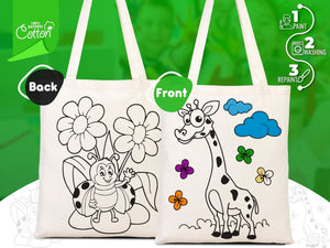 Giraffe and Bee Coloring Bag 14"W x 16"H (35x40 cm) - Pamusan.com