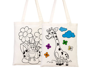 Giraffe and Bee Coloring Bag 14"W x 16"H (35x40 cm) - Pamusan.com