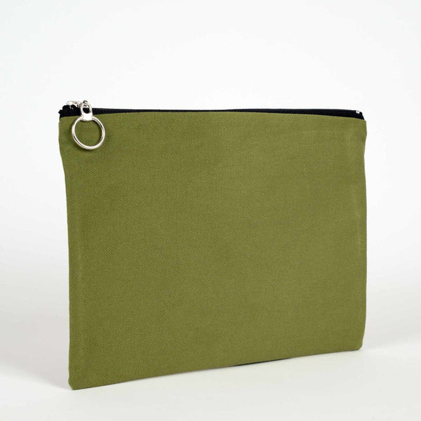 Green Cotton Zippered Clutch Pouch – 12" × 8" (30 × 21 cm) – 10 oz Fabric - Pamusan.com
