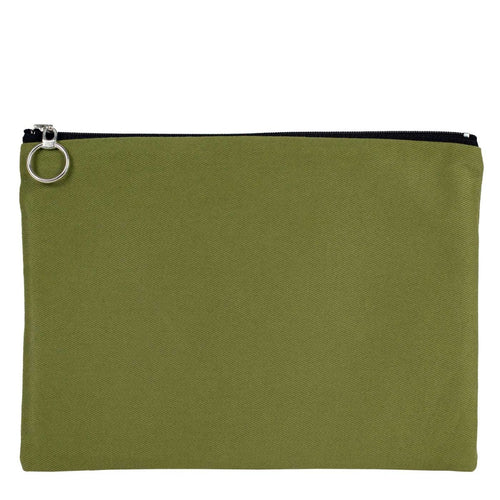 Green Cotton Zippered Clutch Pouch – 12" × 8" (30 × 21 cm) – 10 oz Fabric - Pamusan.com