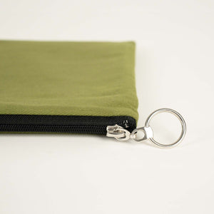 Green Cotton Zippered Clutch Pouch – 12" × 8" (30 × 21 cm) – 10 oz Fabric - Pamusan.com
