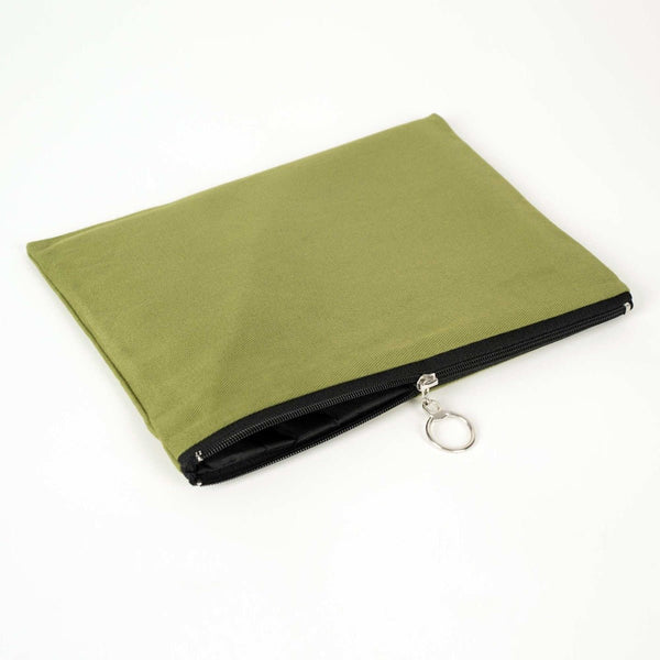 Green Cotton Zippered Clutch Pouch – 12" × 8" (30 × 21 cm) – 10 oz Fabric - Pamusan.com