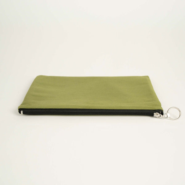 Green Cotton Zippered Clutch Pouch – 12" × 8" (30 × 21 cm) – 10 oz Fabric - Pamusan.com