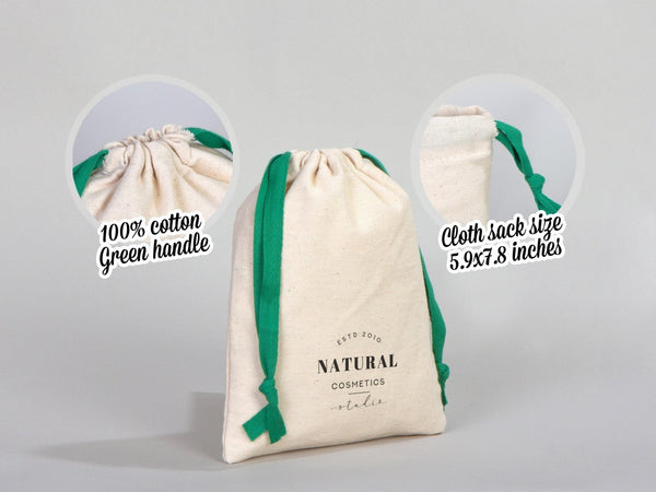Green Drawstring Pouches 6"W x 8"H (15.5 cm x 20 cm), Great For Packing And Wrapping, Organic Cotton Pouch Bag, Bridal Shower Bag, Custom Bag - Pamusan.com