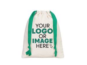 Green Drawstring Pouches 6"W x 8"H (15.5 cm x 20 cm), Great For Packing And Wrapping, Organic Cotton Pouch Bag, Bridal Shower Bag, Custom Bag - Pamusan.com