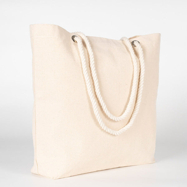 Large Blank Canvas Tote Bag with Zippered Inner Pocket – 19"x16"x4" Heavy-Duty Cotton