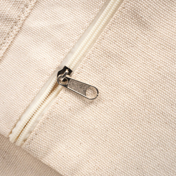 Large Blank Canvas Tote Bag with Zippered Inner Pocket – 19"x16"x4" Heavy-Duty Cotton