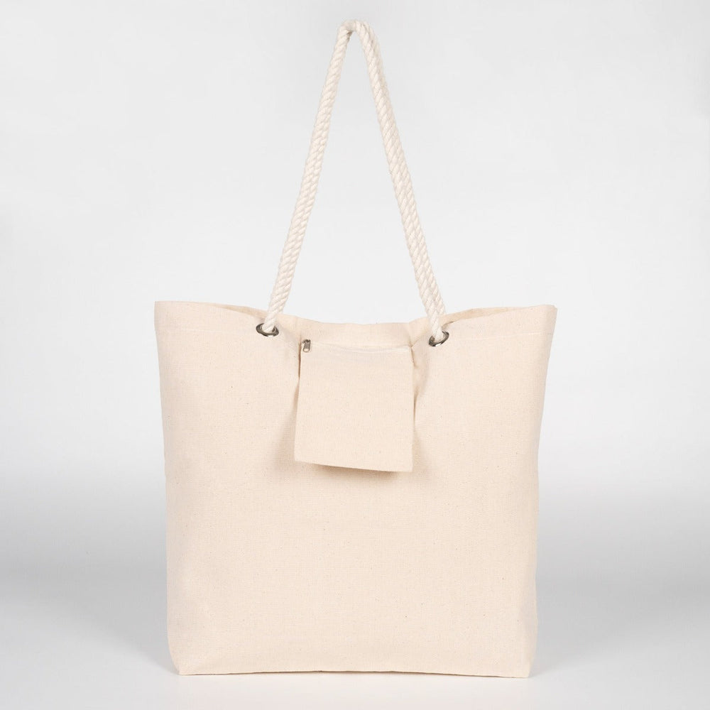 Large Blank Canvas Tote Bag with Zippered Inner Pocket – 19"x16"x4" Heavy-Duty Cotton