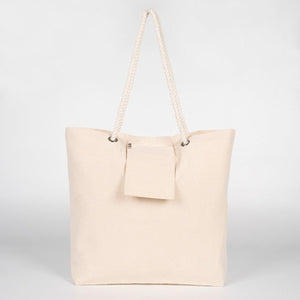 Large Blank Canvas Tote Bag with Zippered Inner Pocket – 19"x16"x4" Heavy-Duty Cotton