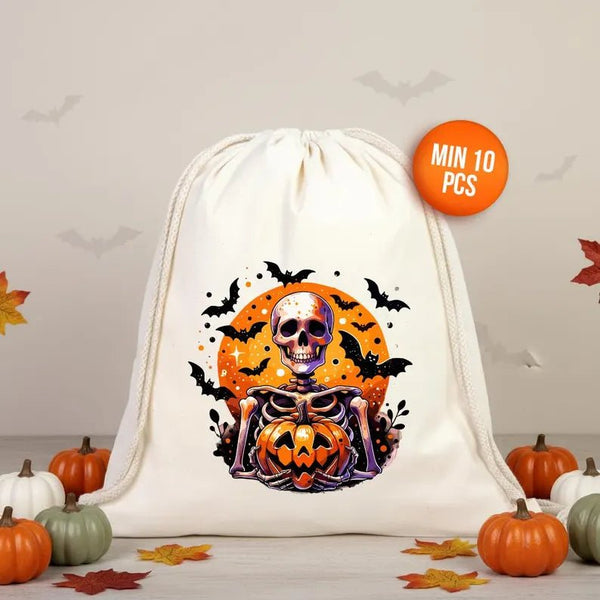 Halloween Drawstring Bags – 12 Spooky Trick or Treat Designs, Bulk Party Favor Candy Bags - Pamusan.com