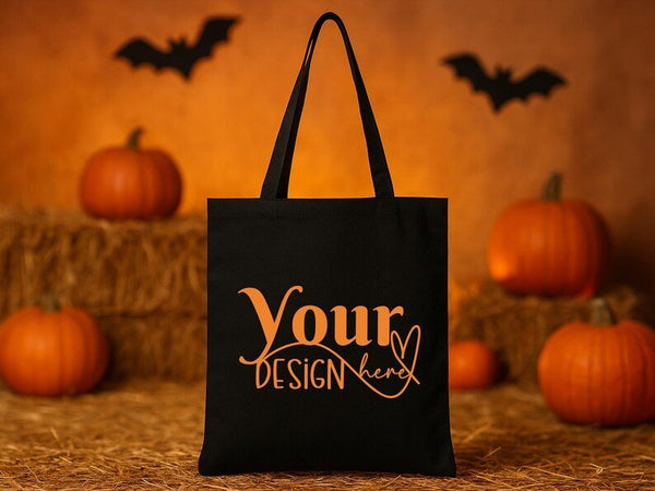 Halloween Tote Bags – Custom Personalized Black Cotton Trick or Treat Bag - Pamusan.com