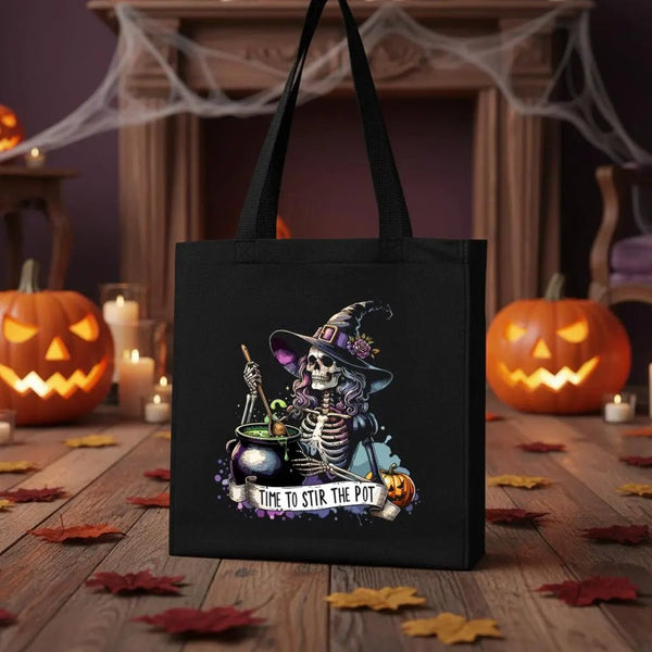 Halloween Tote Bags – Personalized Black Canvas Reusable Totes with 12 Custom Designs - Pamusan.com