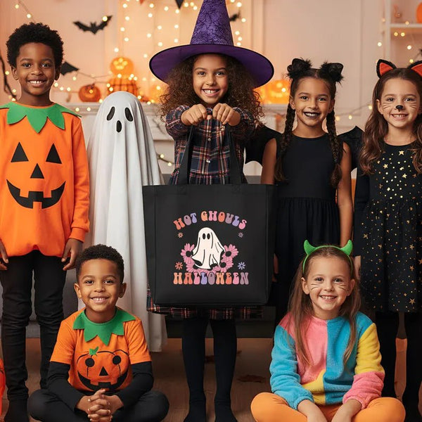 Halloween Tote Bags – Personalized Black Canvas Reusable Totes with 12 Custom Designs - Pamusan.com