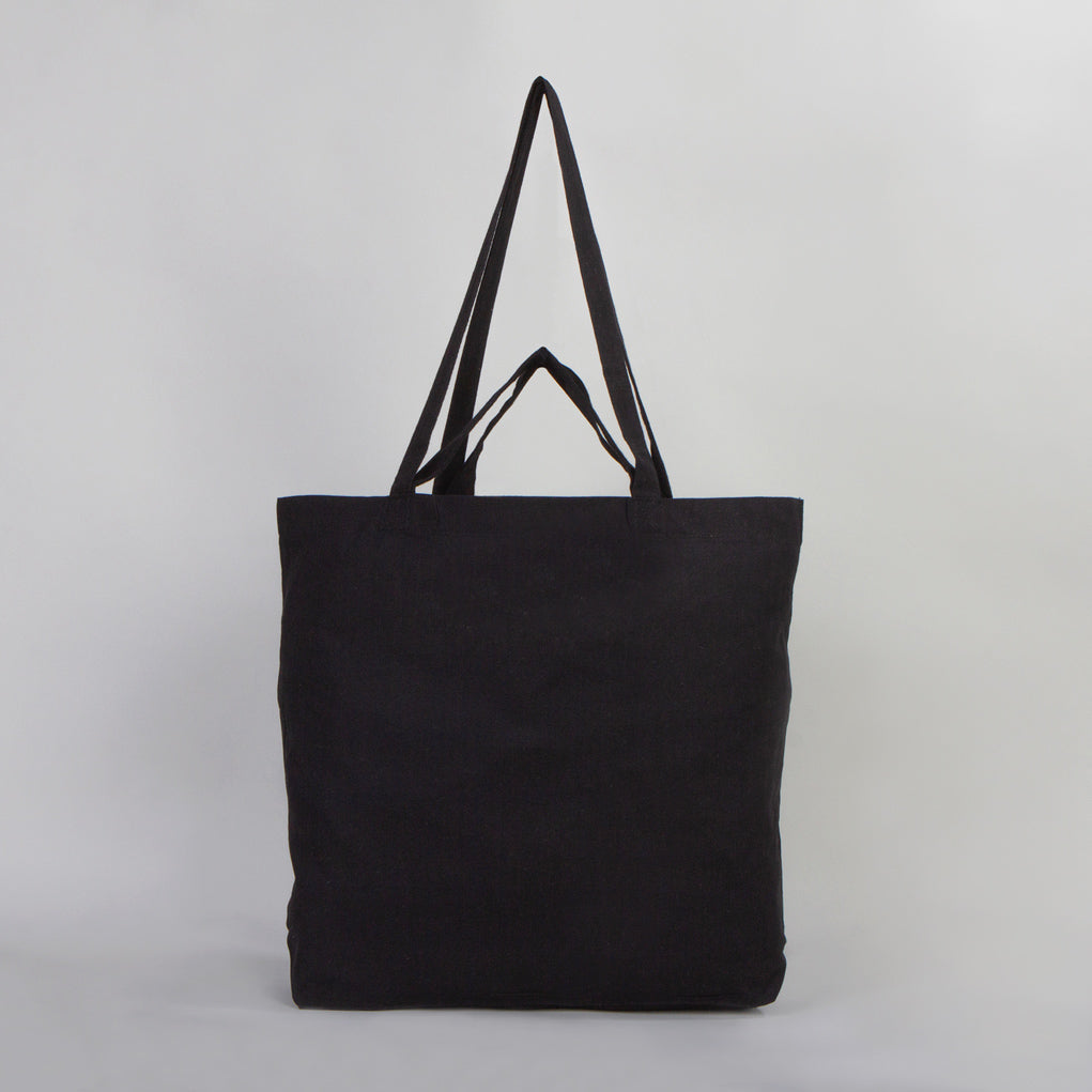 Black Fabric Shopping & Grocery Bag - 16" W x 14" H x 4" L (48 cm x 41 cm x 10 cm)