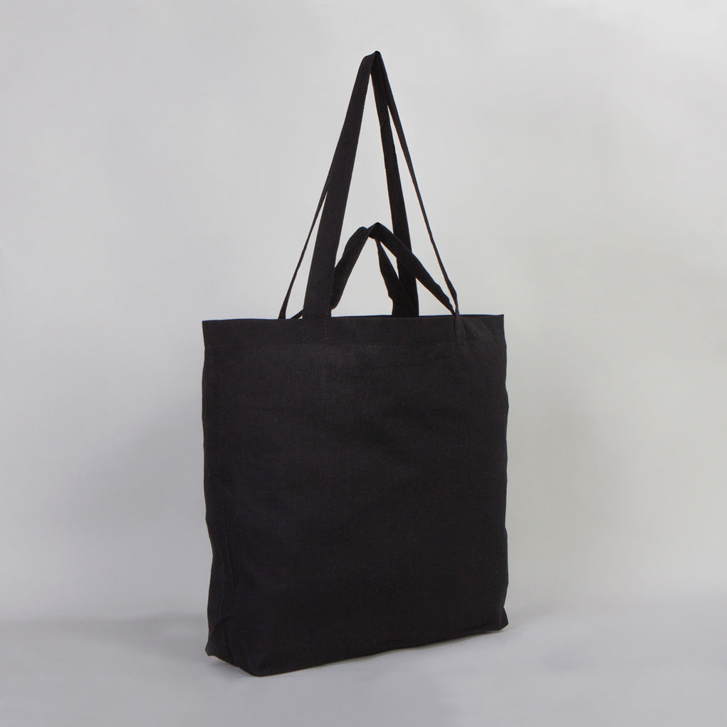 Black Fabric Shopping & Grocery Bag - 16" W x 14" H x 4" L (48 cm x 41 cm x 10 cm)