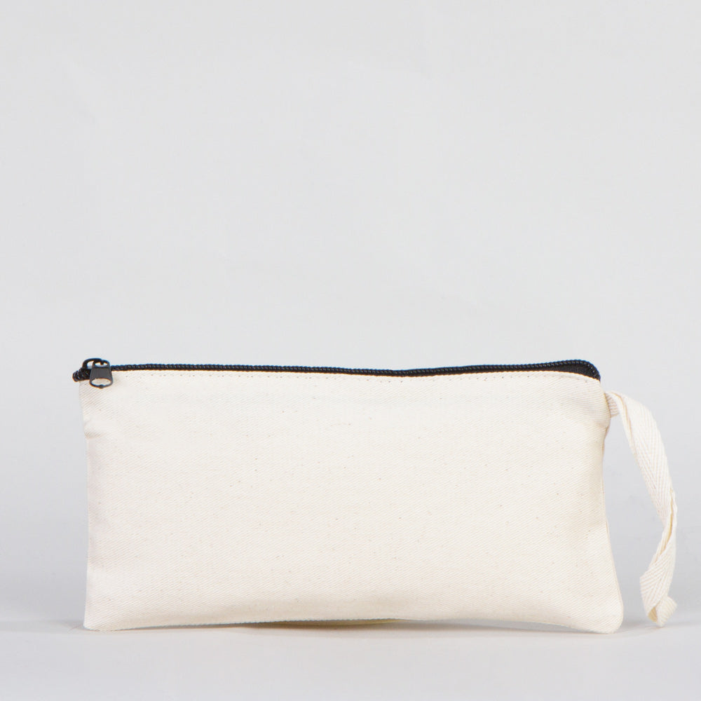 Fabric Pencil Case – 8"x4" Blank Natural Cotton Zippered Pouch