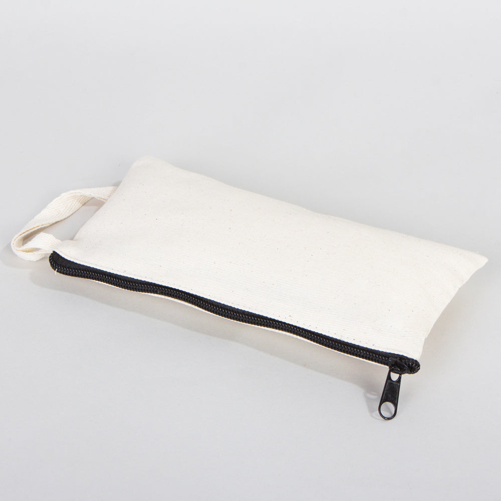 Fabric Pencil Case – 8"x4" Blank Natural Cotton Zippered Pouch