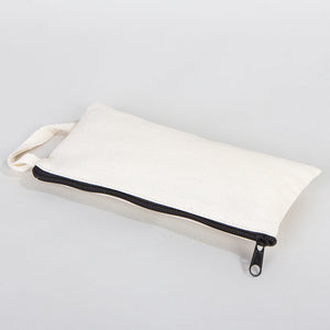 Fabric Pencil Case – 8"x4" Blank Natural Cotton Zippered Pouch