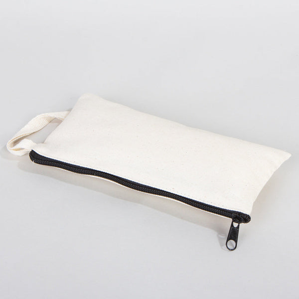 Fabric Pencil Case – 8"x4" Blank Natural Cotton Zippered Pouch