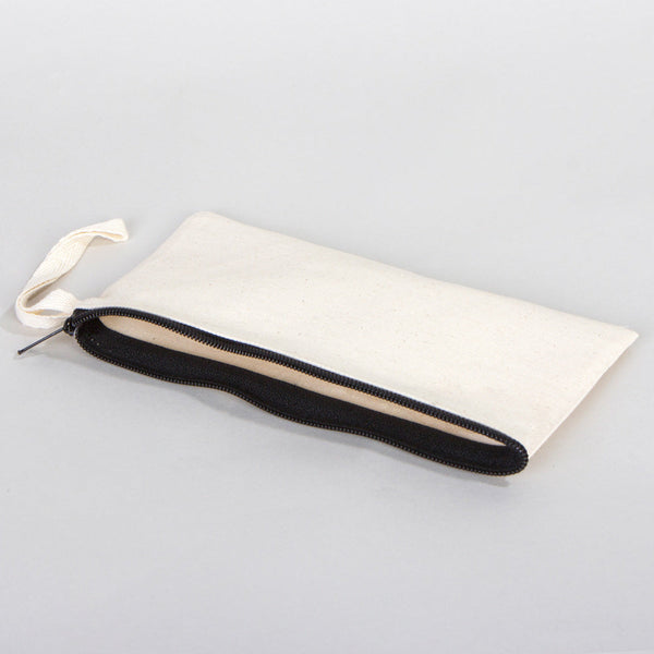 Fabric Pencil Case – 8"x4" Blank Natural Cotton Zippered Pouch