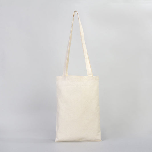 Blank Long Handle Cotton Tote Bag 10"x14" – Natural Eco-Friendly Mini Shopping Bag