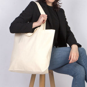 Raw Cotton Shopping Tote Bag – 19"W x 16"H x 4"D Reusable Market Bag