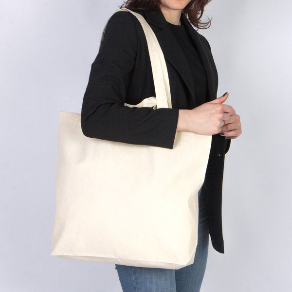 Raw Cotton Shopping Tote Bag – 19"W x 16"H x 4"D Reusable Market Bag