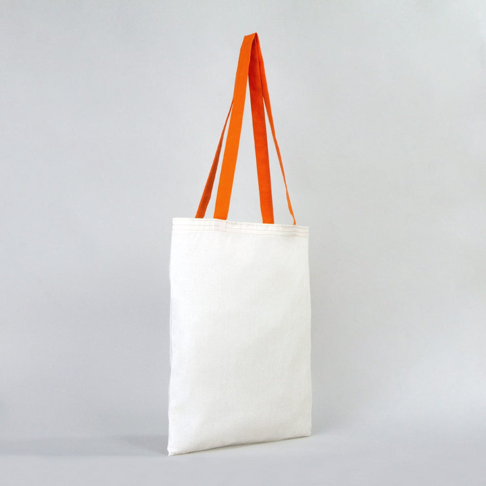 Blank Cotton Tote Bag with Orange Handles – 14"x16" Reusable Eco Bag