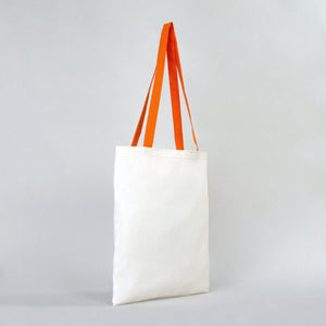 Blank Cotton Tote Bag with Orange Handles – 14"x16" Reusable Eco Bag