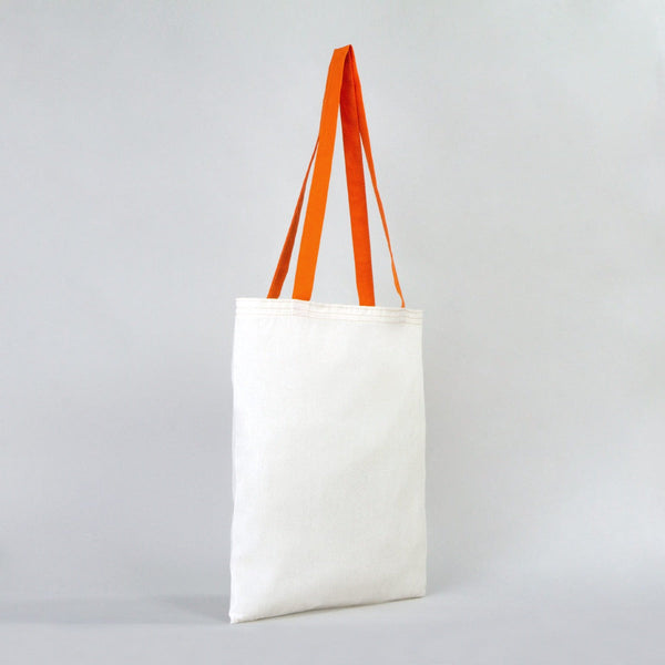 Blank Cotton Tote Bag with Orange Handles – 14"x16" Reusable Eco Bag