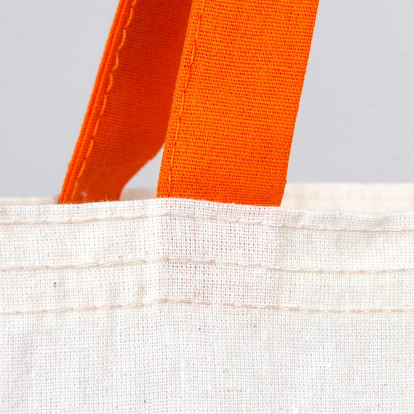 Blank Cotton Tote Bag with Orange Handles – 14"x16" Reusable Eco Bag
