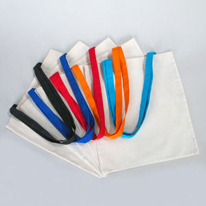 Blank Cotton Tote Bag with Orange Handles – 14"x16" Reusable Eco Bag