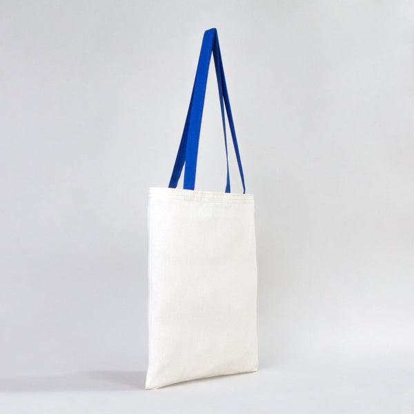 Cotton Tote Bag 14"x16" with Saks Blue Handles – Reusable Eco-Friendly Tote