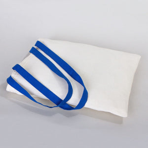 Cotton Tote Bag 14"x16" with Saks Blue Handles – Reusable Eco-Friendly Tote